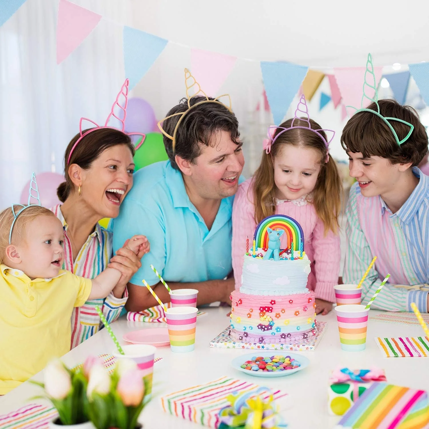 24 عدد تل سر تک شاخ پلاستیکی، تل سر شاخ تک شاخ، لوازم تزئینی فانتزی برای مهمانی (رنگ های روشن) 24 عدد تل سر تک شاخ پلاستیکی، تل سر شاخ تک شاخ، لوازم تزئینی فانتزی برای مهمانی (رنگ های روشن)