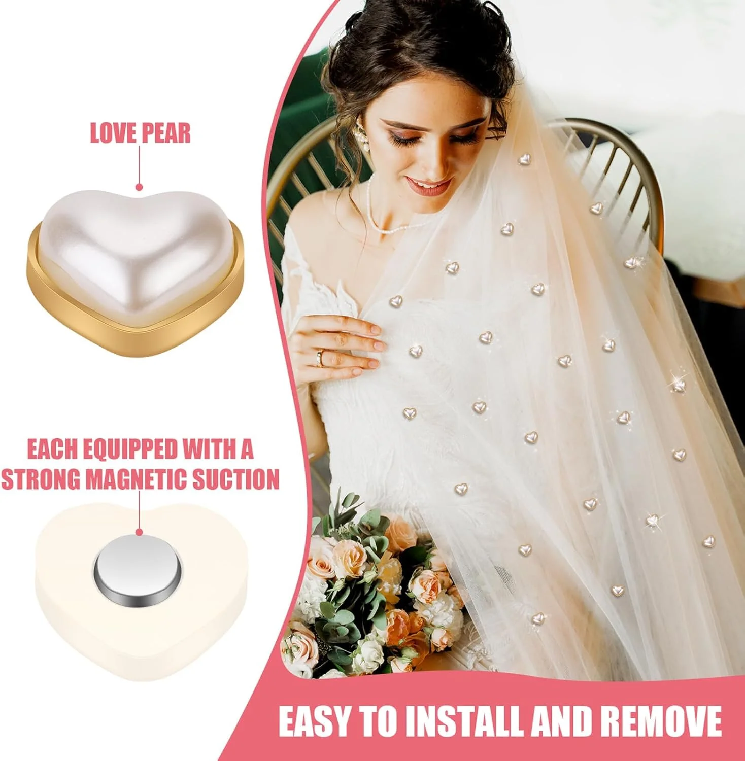 وزنه حجاب مرواریدی مغناطیسی 24 عددی NALACAL، مرواریدهای مصنوعی دو طرفه آهنربایی، وزنه های مرواریدی قلبی شکل برای عروس خانم ها، گیره روسری لباس، تزئین پارچه، حجاب ظریف وزنه حجاب مرواریدی مغناطیسی 24 عددی NALACAL، مرواریدهای مصنوعی دو طرفه آهنربایی، وزنه های مرواریدی قلبی شکل برای عروس خانم ها، گیره روسری لباس، تزئین پارچه، حجاب ظریف