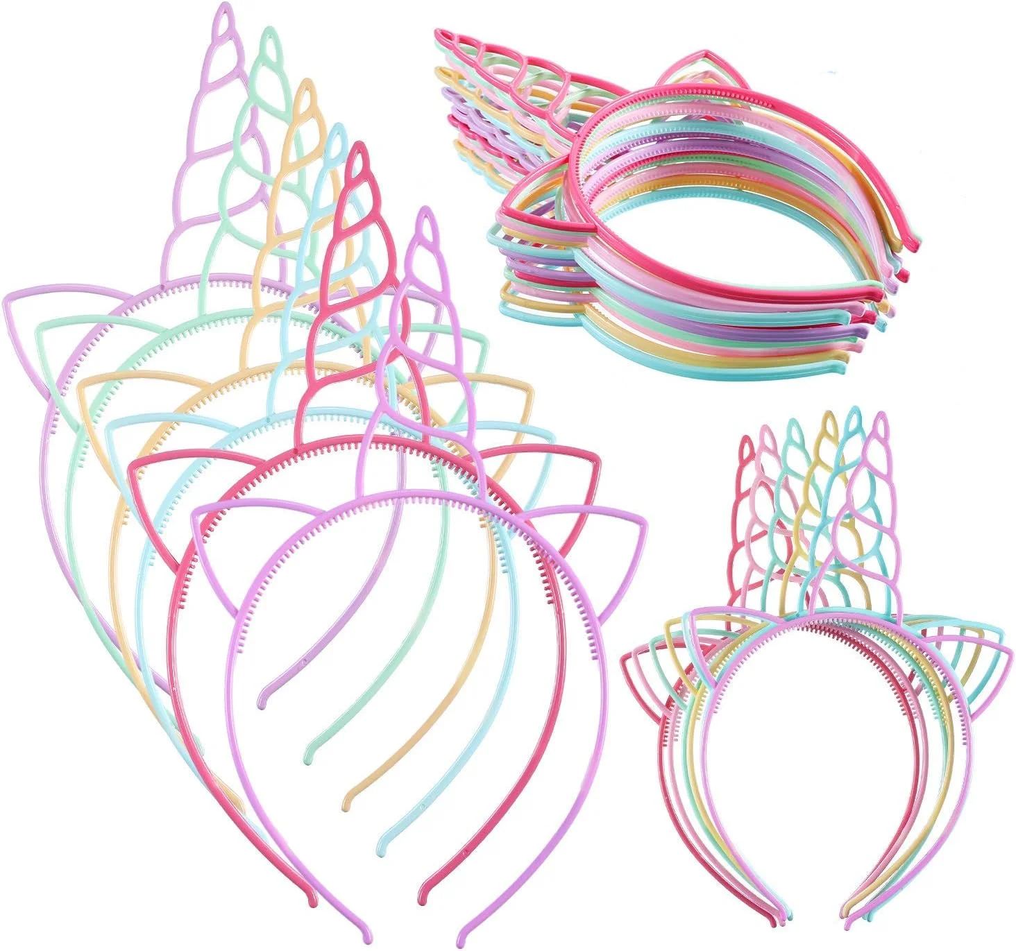 24 عدد تل سر تک شاخ پلاستیکی، تل سر شاخ تک شاخ، لوازم تزئینی فانتزی برای مهمانی (رنگ های روشن) 24 عدد تل سر تک شاخ پلاستیکی، تل سر شاخ تک شاخ، لوازم تزئینی فانتزی برای مهمانی (رنگ های روشن)