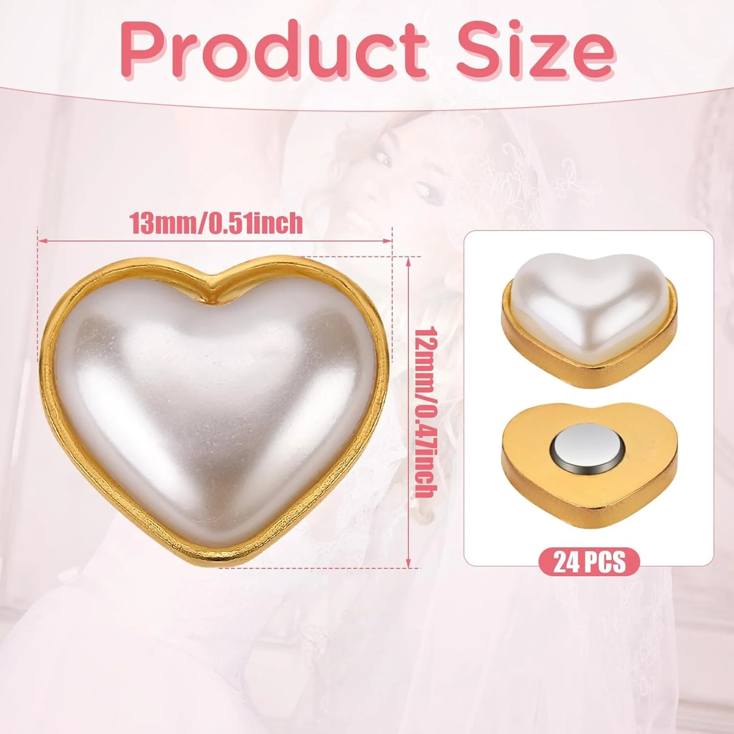 وزنه حجاب مرواریدی مغناطیسی 24 عددی NALACAL، مرواریدهای مصنوعی دو طرفه آهنربایی، وزنه های مرواریدی قلبی شکل برای عروس خانم ها، گیره روسری لباس، تزئین پارچه، حجاب ظریف وزنه حجاب مرواریدی مغناطیسی 24 عددی NALACAL، مرواریدهای مصنوعی دو طرفه آهنربایی، وزنه های مرواریدی قلبی شکل برای عروس خانم ها، گیره روسری لباس، تزئین پارچه، حجاب ظریف