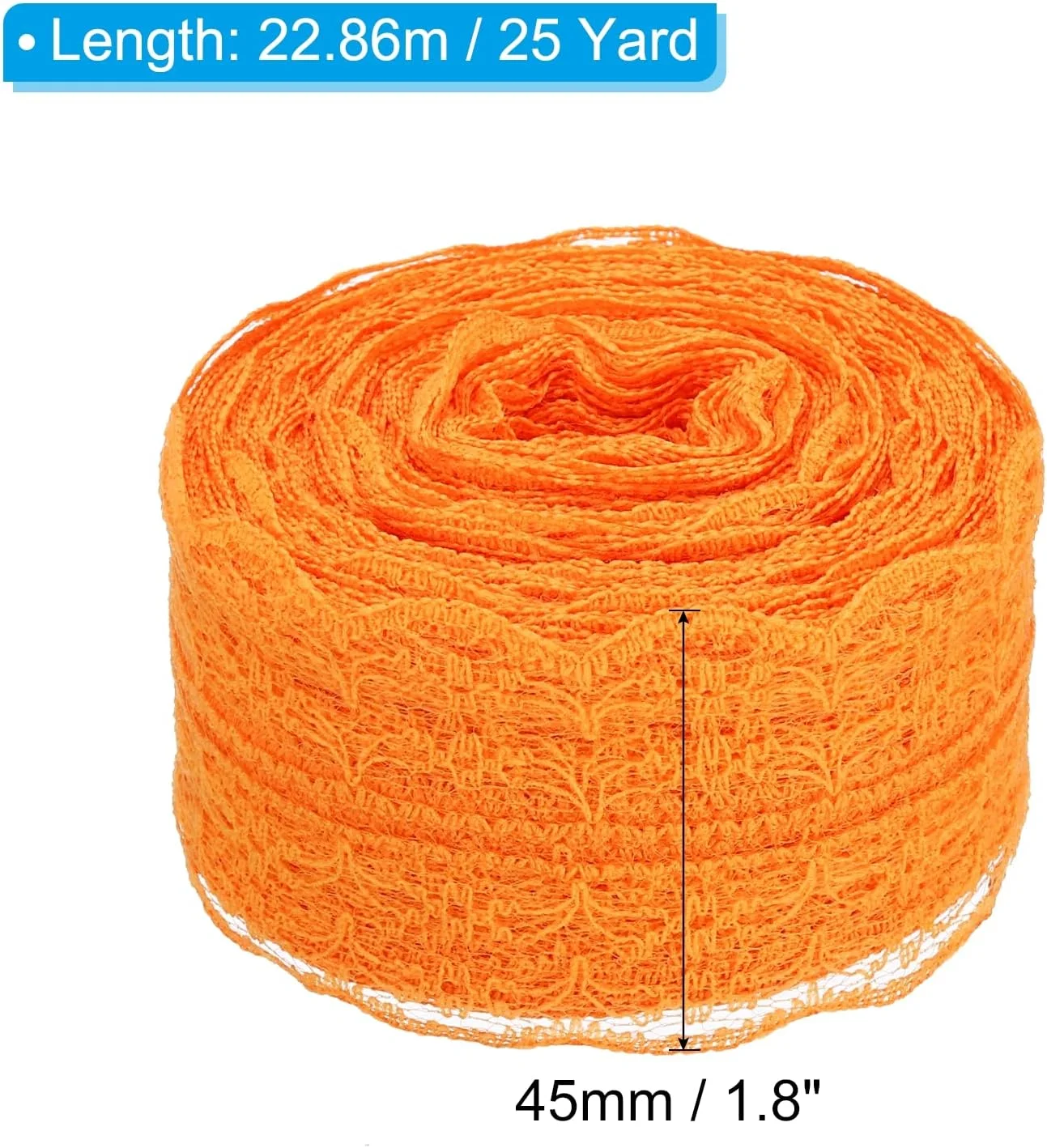 روبان توری PATIKIL عرض 4.5 سانتی متر، طول 23 متر، مناسب خیاطی، بسته بندی هدیه، گل آرایی، تزیینات منزل، لباس و صنایع دستی، نارنجی