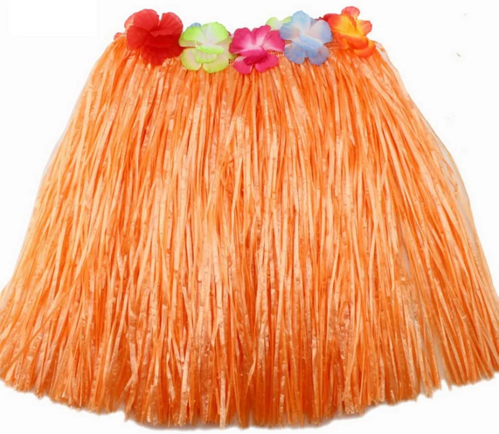 ست دامن علفی هاوایی مهمانی کودکان 40 سانتی متری - دامن ضخیم دو لایه هاوایی برای لوازم تزئینات مهمانی لوآ