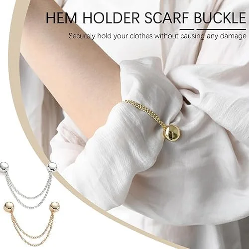 گیره نگهدارنده لبه لباس، سگک روسری، گیره آستین مغناطیسی لباس، گیره کمر بدون سوزن برای کوتاه کردن آستین و لبه دامن لباس های بلند، بست محکم برای پیراهن و تزئین، 8 عدد