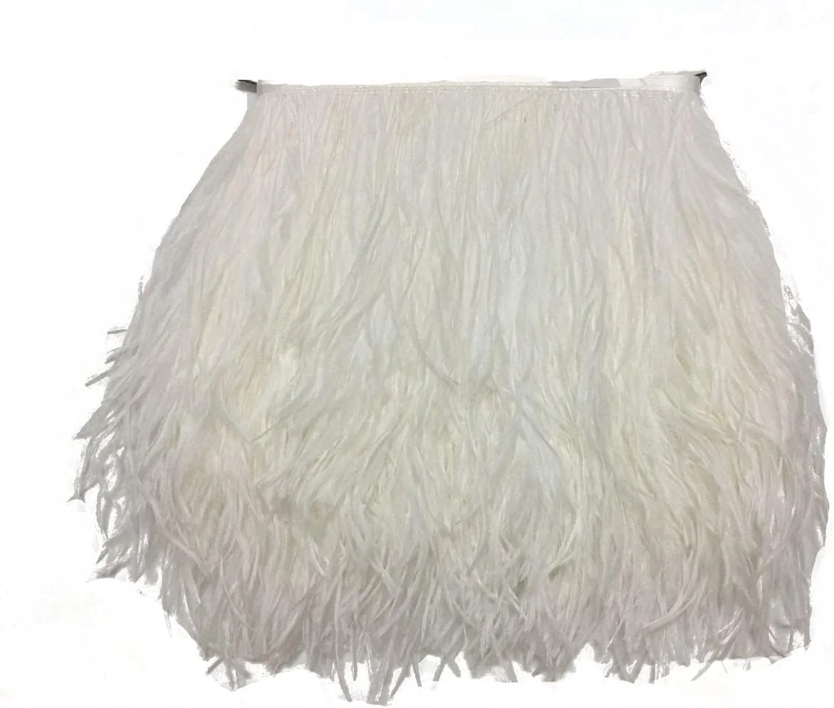 نوار تزئینی پر شترمرغ رنگ شده طبیعی KOLIGHT به طول 1.8 متر (9 تا 12 سانتی متر) مناسب برای خیاطی لباس، صنایع دستی و تزئینات (سفید)