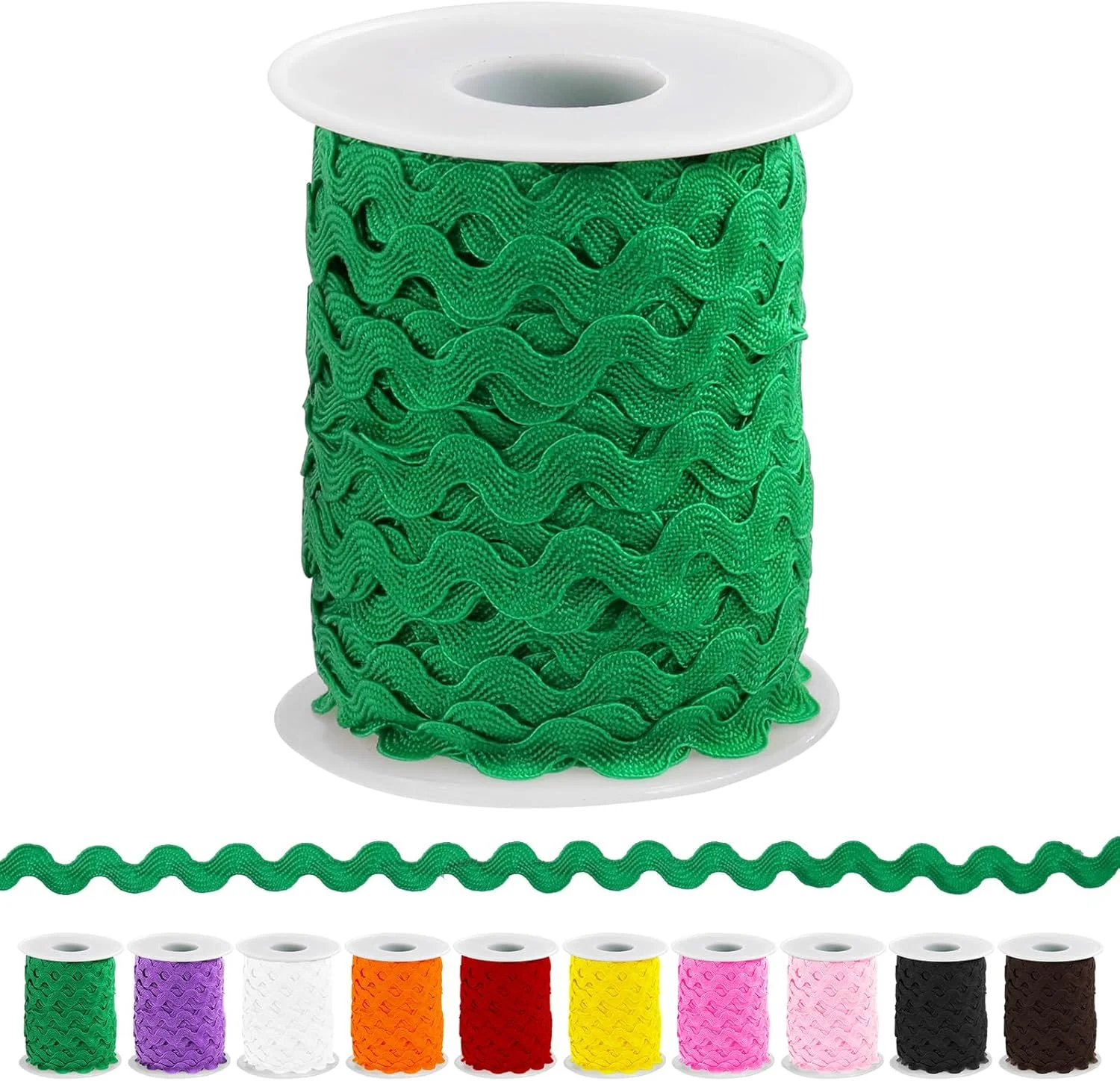 نوار حاشیه موج دار Keadic، 25 متری، نوار توری زیگزاگی 5 میلی متری برای دوخت لباس، تزیین لباس، دکوراسیون مهمانی، لوازم صنایع دستی (سبز)