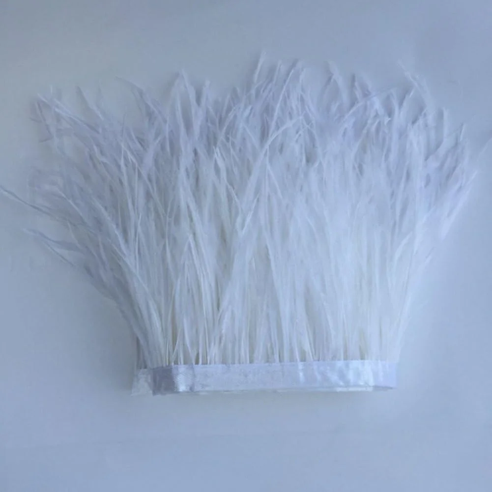 نوار تزئینی پر شترمرغ رنگ شده طبیعی KOLIGHT به طول 1.8 متر (9 تا 12 سانتی متر) مناسب برای خیاطی لباس، صنایع دستی و تزئینات (سفید)