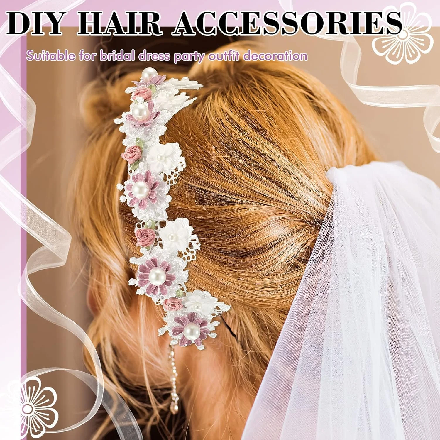 نوار تزیینی لبه توری مرواریدی گل KASTWAVE، عرض 5.5 سانتی متر، نوار تزیینی به سبک وینتیج، پارچه گلدوزی شده برای دوخت لباس عروس، تزیین لباس مهمانی (1 متر)