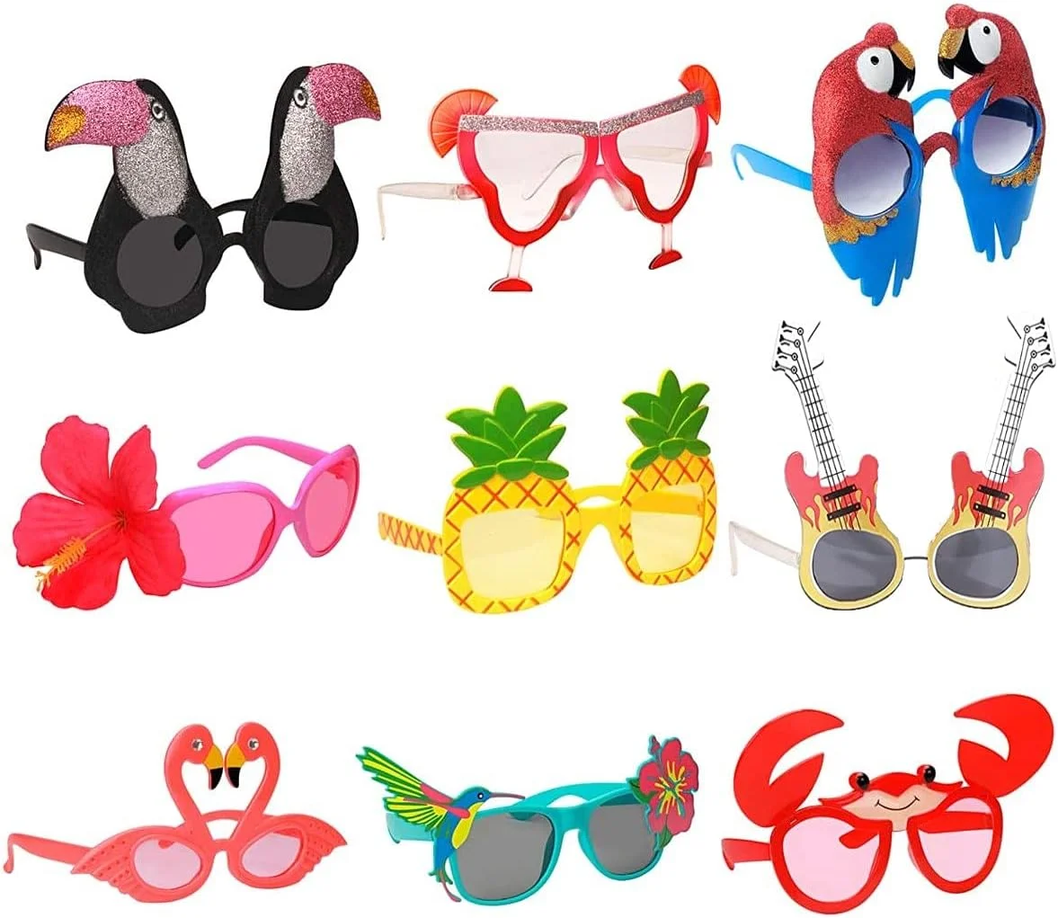 KAHEIGN 9 جفت عینک آفتابی مهمانی Luau، عینک های مهمانی جدید عینک های خنده دار هاوایی تابستانی لوازم دکوراسیون مهمانی لباس های فانتزی گرمسیری برای کودکان و بزرگسالان