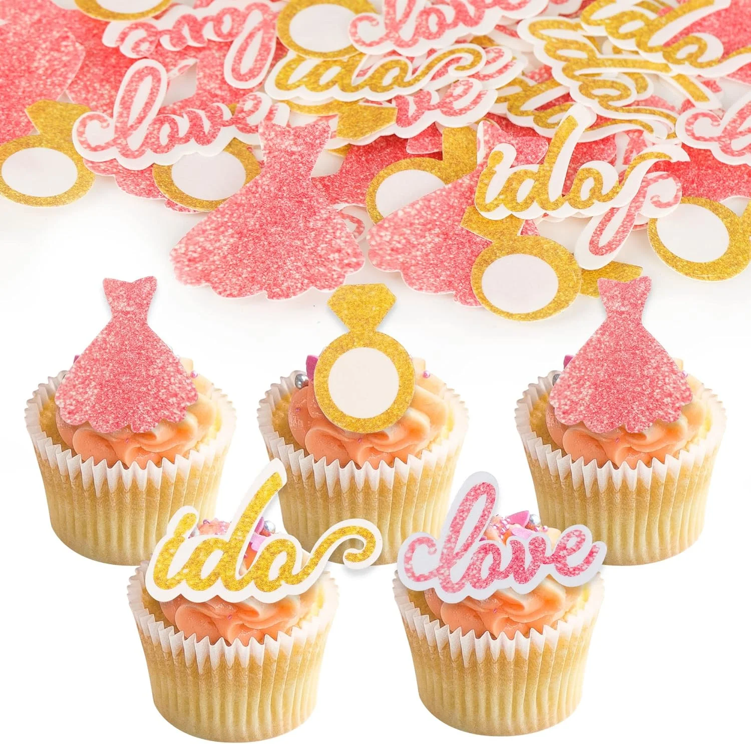 گیوفایس 60 عدد تاپر خوراکی کاپ کیک عروسی طرح عشق، حلقه، لباس، تزیین کیک با کاغذ ویفر، تزیین دسر عروسی برای جشن عروس، لوازم تزیین غذای مهمانی عروسی گیوفایس 60 عدد تاپر خوراکی کاپ کیک عروسی طرح عشق، حلقه، لباس، تزیین کیک با کاغذ ویفر، تزیین دسر عروسی برای جشن عروس، لوازم تزیین غذای مهمانی عروسی