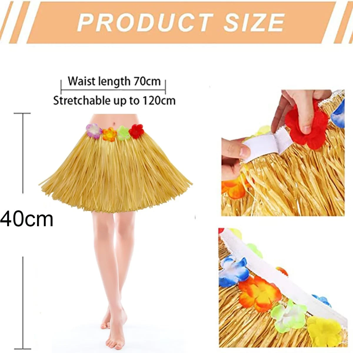 ست لباس 8 تکه دامن هاوایی HBell، دامن علفی هاوایی 40 سانتی متری، لی های هاوایی، عینک آناناسی برای لوازم لباس فانتزی کودکان، تزئینات مهمانی استوایی ساحل تابستانی