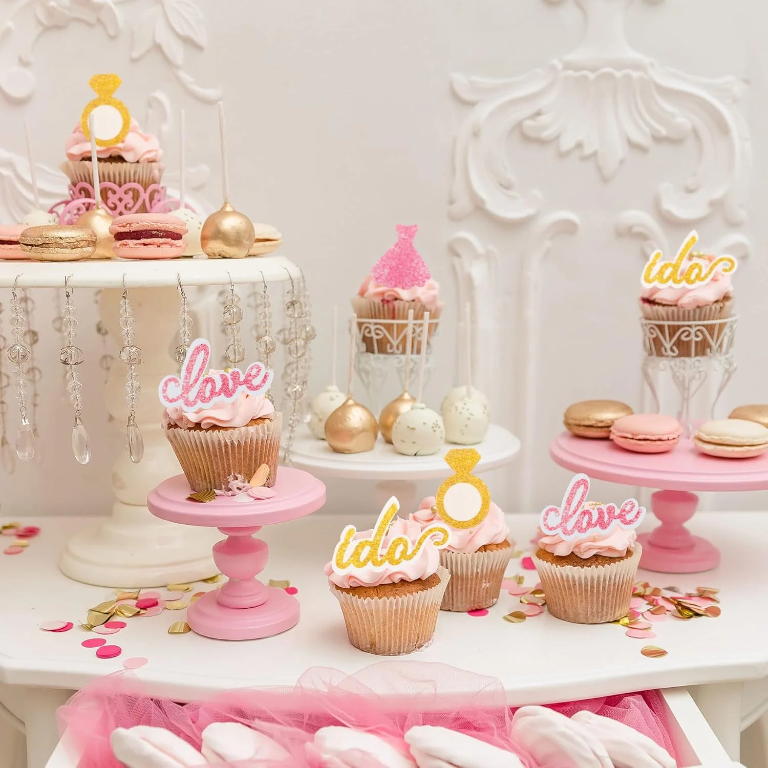 گیوفایس 60 عدد تاپر خوراکی کاپ کیک عروسی طرح عشق، حلقه، لباس، تزیین کیک با کاغذ ویفر، تزیین دسر عروسی برای جشن عروس، لوازم تزیین غذای مهمانی عروسی گیوفایس 60 عدد تاپر خوراکی کاپ کیک عروسی طرح عشق، حلقه، لباس، تزیین کیک با کاغذ ویفر، تزیین دسر عروسی برای جشن عروس، لوازم تزیین غذای مهمانی عروسی
