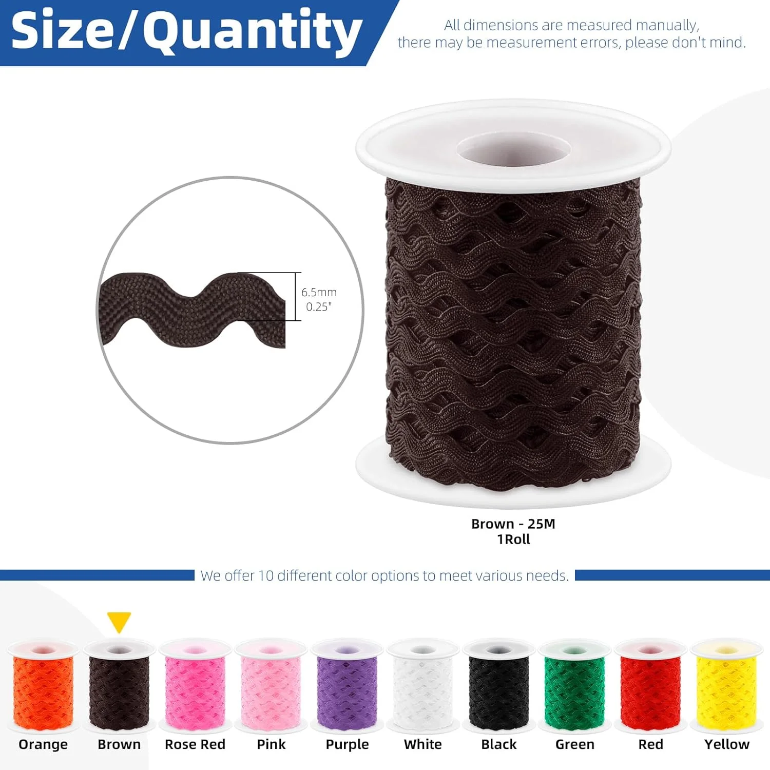 نوار تزیینی زیگزاگ قهوه ای رنگ Glarks، 1 عدد 25 متری، نوار حاشیه خمیده موجی برای خیاطی، تزیین لباس عروس، دکوراسیون مهمانی، لوازم بسته بندی هدیه نوار تزیینی زیگزاگ قهوه ای رنگ Glarks، 1 عدد 25 متری، نوار حاشیه خمیده موجی برای خیاطی، تزیین لباس عروس، دکوراسیون مهمانی، لوازم بسته بندی هدیه