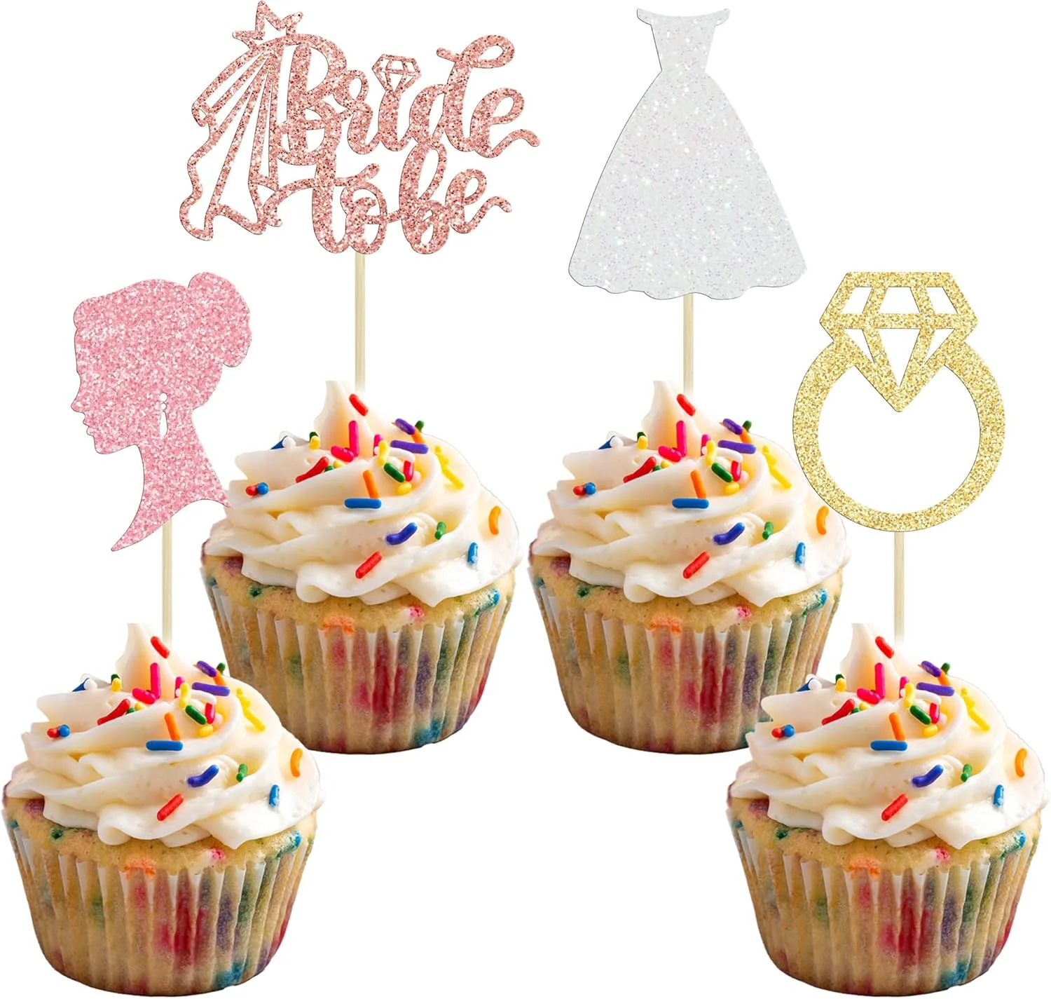 گیوفایز بسته 24 عددی تزیینات کاپ کیک اکلیلی عروس آینده با حلقه قلبی لباس، تزیینات کاپ کیک جشن عروسی، نامزدی، مهمانی مجردی، لوازم تزیین کیک رنگارنگ گیوفایز بسته 24 عددی تزیینات کاپ کیک اکلیلی عروس آینده با حلقه قلبی لباس، تزیینات کاپ کیک جشن عروسی، نامزدی، مهمانی مجردی، لوازم تزیین کیک رنگارنگ