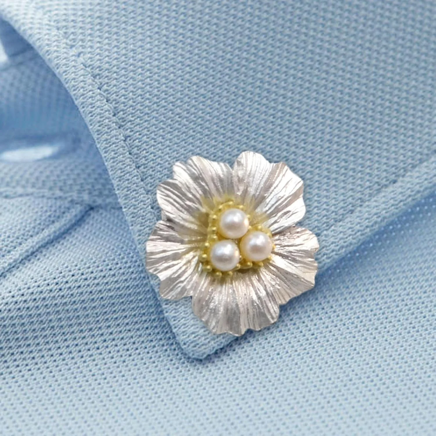 کاور دکمه گل | دکمه سرآستین دست ساز - تزئین دکمه سرآستین مرواریدی طرح گل برای پیراهن زنانه مردانه بلوز لوازم لباس