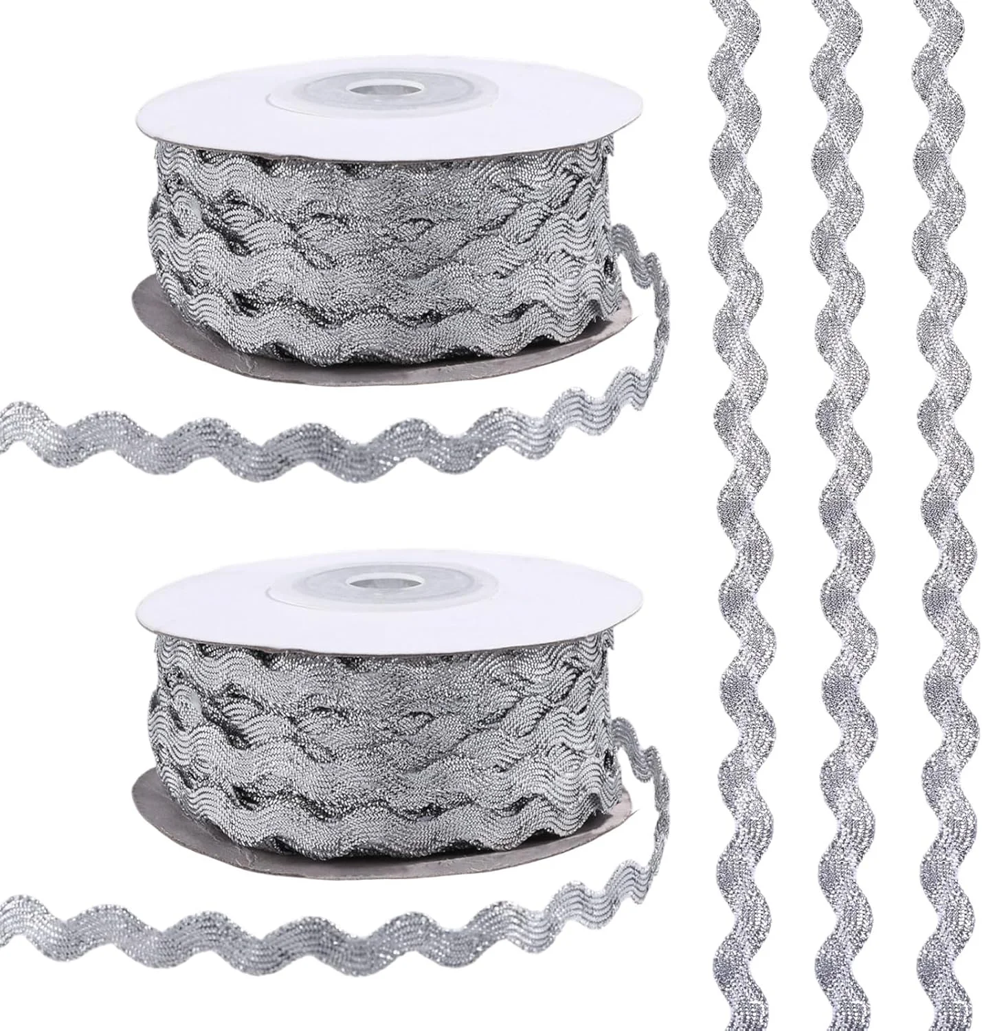 نوار تزیینی حاشیه دار موجی نقره ای GLOBLELAND به طول 54 یارد برای تزیین لباس عروس، نوار توری نقره ای، روبان خیاطی کریسمس، روبان بافته منحنی برای هدایا و مهمانی های خانگی نوار تزیینی حاشیه دار موجی نقره ای GLOBLELAND به طول 54 یارد برای تزیین لباس عروس، نوار توری نقره ای، روبان خیاطی کریسمس، روبان بافته منحنی برای هدایا و مهمانی های خانگی