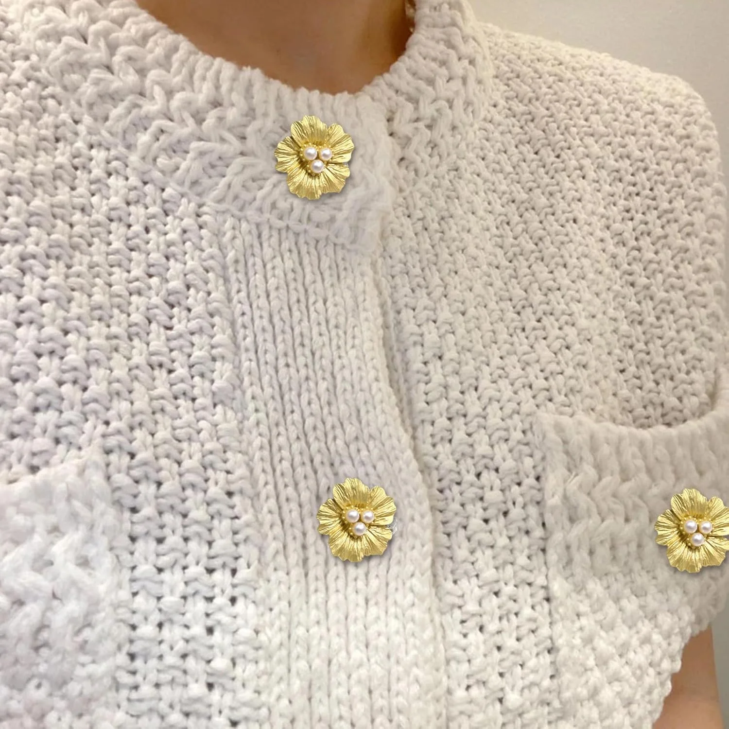 روکش دکمه برای بلوز زنانه - دکمه سردست صنایع دستی - تزئین دکمه سردست مرواریدی به شکل گل برای پیراهن مجلسی زنانه مردانه لوازم بلوز لباس