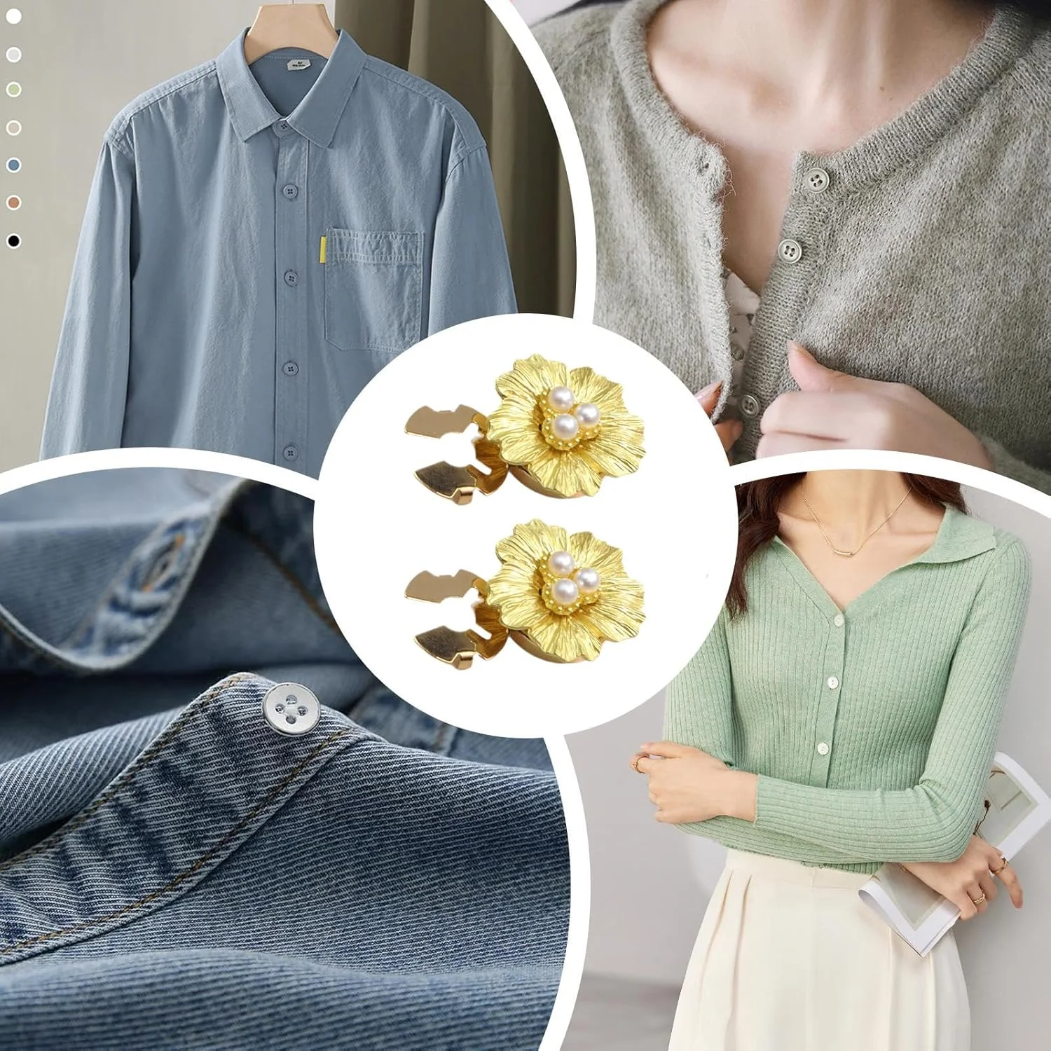 روکش دکمه برای بلوز زنانه - دکمه سرآستین دست ساز - تزئین دکمه سرآستین مرواریدی طرح گل برای پیراهن مجلسی زنانه و مردانه، لوازم بلوز و لباس