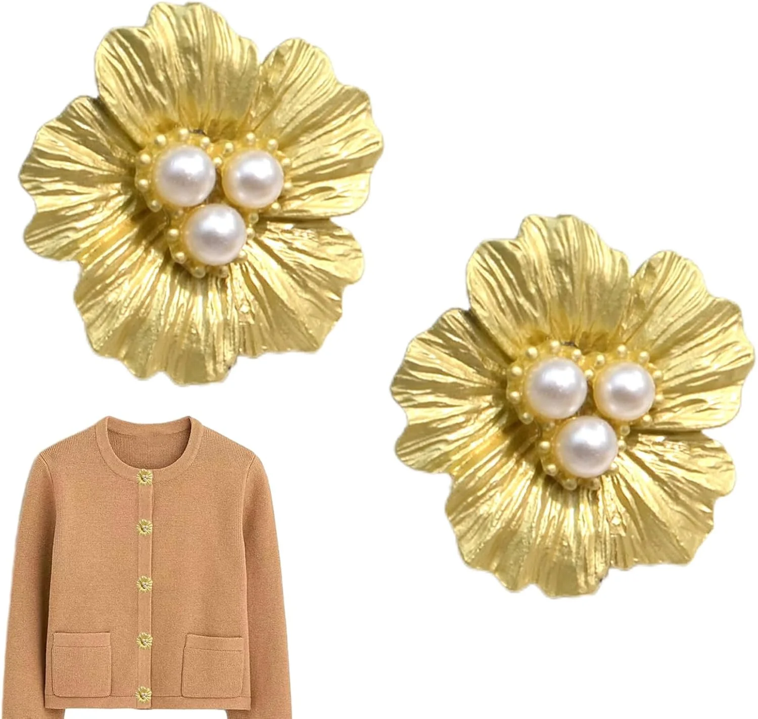 روکش دکمه برای بلوز زنانه - دکمه سرآستین دست ساز - تزئین دکمه سرآستین مرواریدی طرح گل برای پیراهن مجلسی زنانه و مردانه، لوازم بلوز و لباس