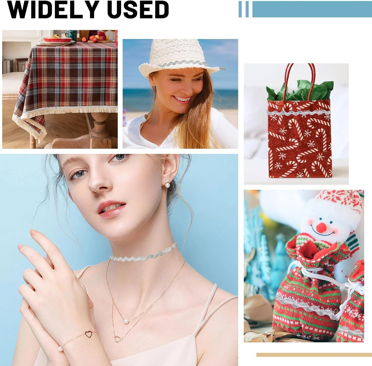 نوار تزیینی حاشیه دار موجی نقره ای GLOBLELAND به طول 54 یارد برای تزیین لباس عروس، نوار توری نقره ای، روبان خیاطی کریسمس، روبان بافته منحنی برای هدایا و مهمانی های خانگی