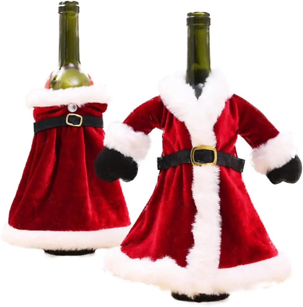 Crazyrimcos روکش بطری شراب کریسمس طرح لباس بابانوئل، تزئینات بطری شراب، لوازم جشن کریسمس، هدیه Crazyrimcos روکش بطری شراب کریسمس طرح لباس بابانوئل، تزئینات بطری شراب، لوازم جشن کریسمس، هدیه