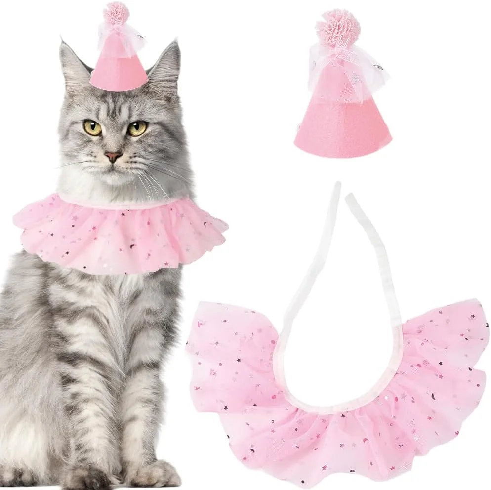 GORGECRAFT 2 عدد لباس گربه پرنسس صورتی پلی استر قابل تنظیم سگ توله سگ کلاه تولد دستمال توری یقه روسری لباس لوازم جانبی مجموعه برای لباس های تزئینی مهمانی GORGECRAFT 2 عدد لباس گربه پرنسس صورتی پلی استر قابل تنظیم سگ توله سگ کلاه تولد دستمال توری یقه روسری لباس لوازم جانبی مجموعه برای لباس های تزئینی مهمانی