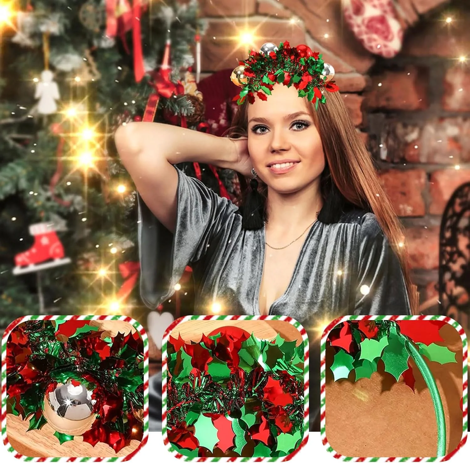 هدبند کریسمس با توپ های قرمز و سبز - لوازم جانبی مو کریسمس پلی استر قابل شستشو با دست برای مهمانی ها و هدایای تعطیلات هدبند کریسمس با توپ های قرمز و سبز - لوازم جانبی مو کریسمس پلی استر قابل شستشو با دست برای مهمانی ها و هدایای تعطیلات