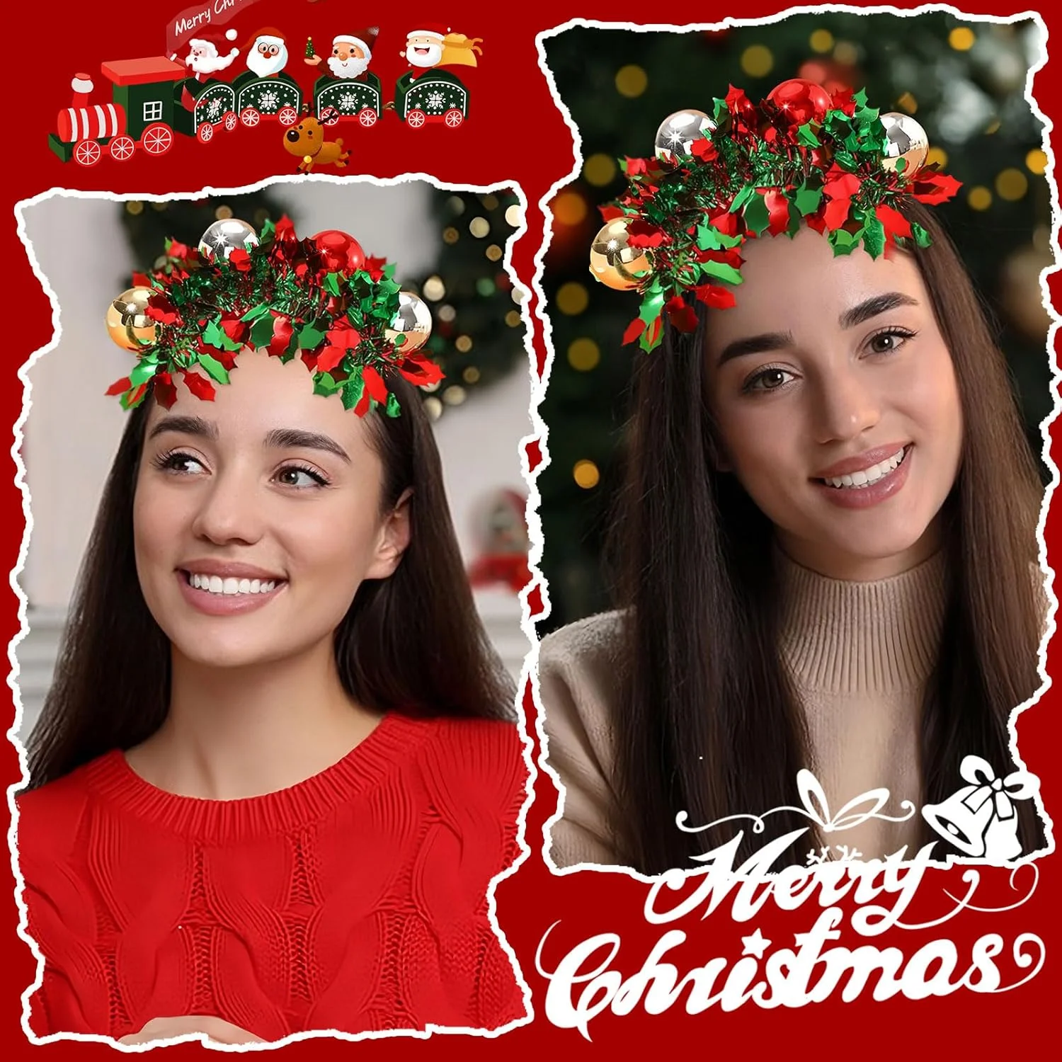 هدبند کریسمس با توپ های قرمز و سبز - لوازم جانبی مو کریسمس پلی استر قابل شستشو با دست برای مهمانی ها و هدایای تعطیلات هدبند کریسمس با توپ های قرمز و سبز - لوازم جانبی مو کریسمس پلی استر قابل شستشو با دست برای مهمانی ها و هدایای تعطیلات