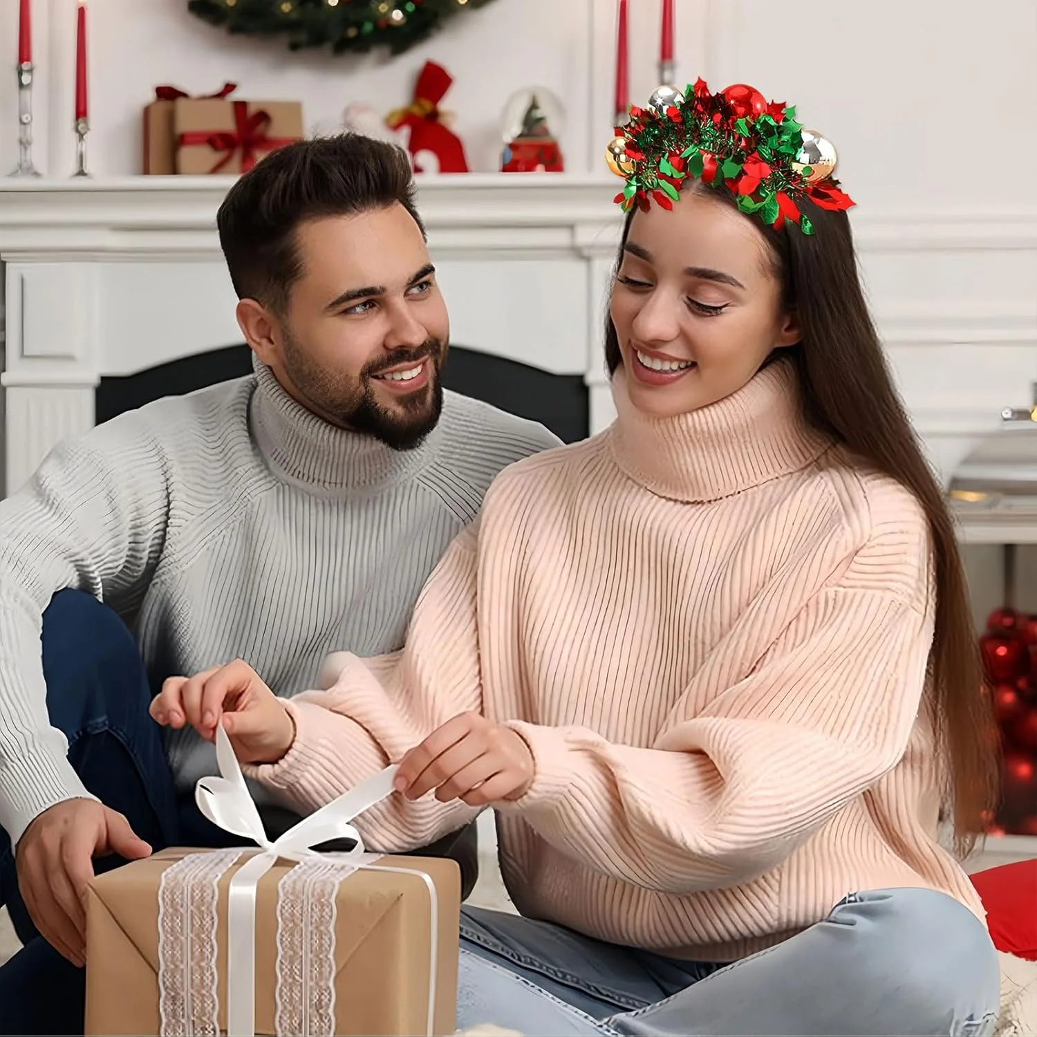 هدبند کریسمس با توپ های قرمز و سبز - لوازم جانبی مو کریسمس پلی استر قابل شستشو با دست برای مهمانی ها و هدایای تعطیلات هدبند کریسمس با توپ های قرمز و سبز - لوازم جانبی مو کریسمس پلی استر قابل شستشو با دست برای مهمانی ها و هدایای تعطیلات