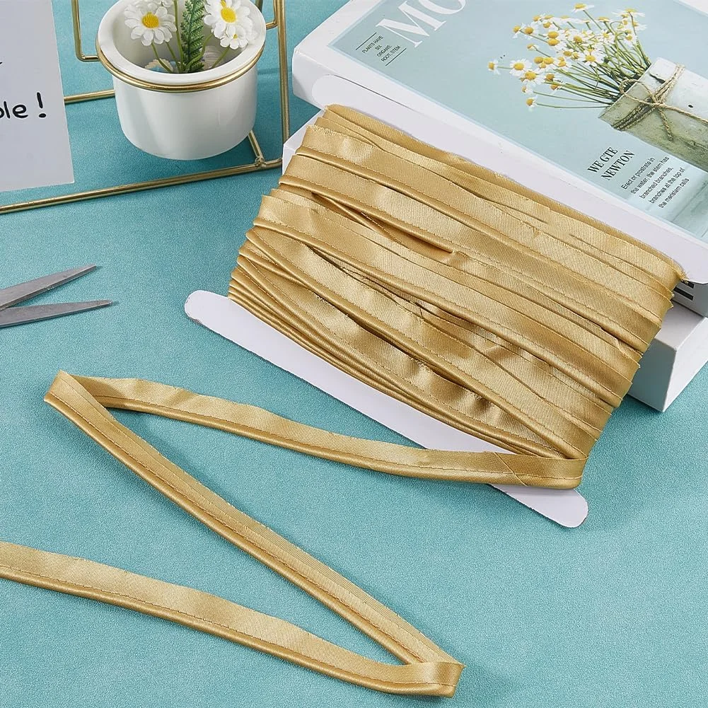 نوار اریب کتان خاکی CABODYALS به طول 21.25 متر و عرض 14 میلی‌متر با مغزی، نوار پارچه‌ای ساتن کلاسیک برای دوخت، ساخت لباس، دامن، تزئینات Cosplay، لوازم صنایع دستی DIY