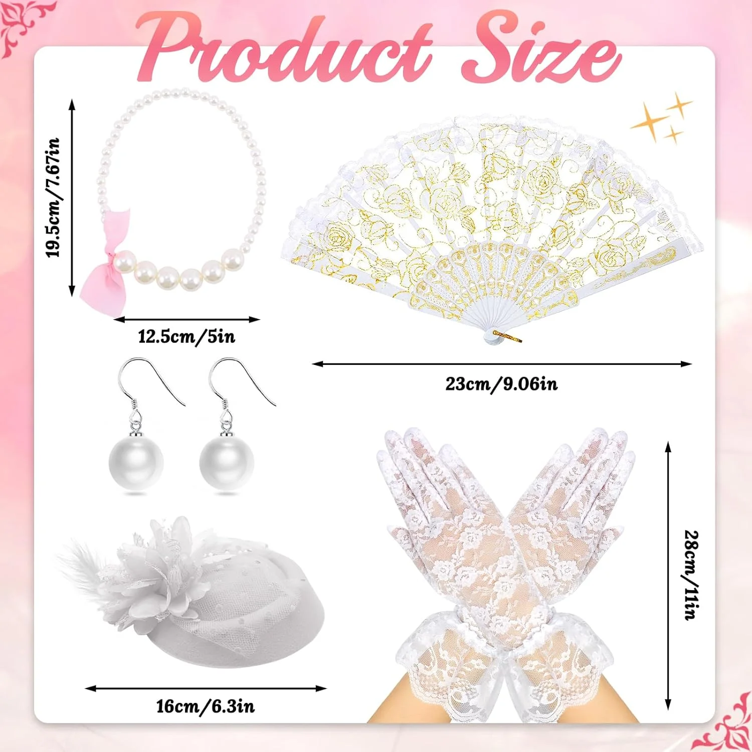 ست 5 تکه لوازم جانبی مهمانی چای برای دختران، کیت لوازم مهمانی چای، تزئین لباس فانتزی مهمانی برای لوازم لباس پوشیدن مهمانی