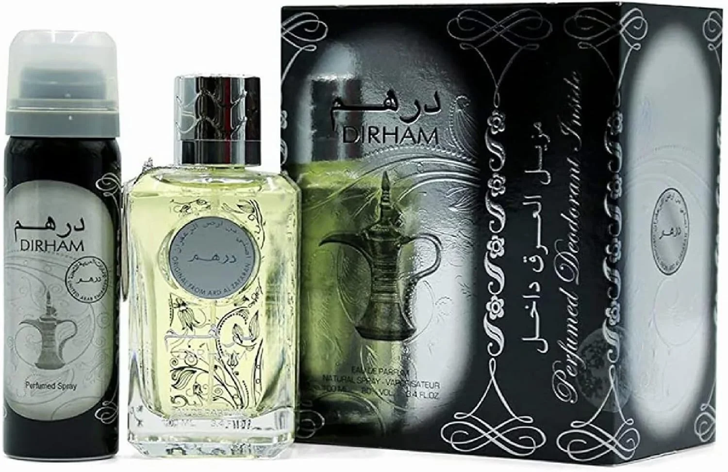 عطر ادو پرفیوم унисекс درهم از ارض الزعفران 100 میلی لیتر + دئودورانت 50 میلی لیتر