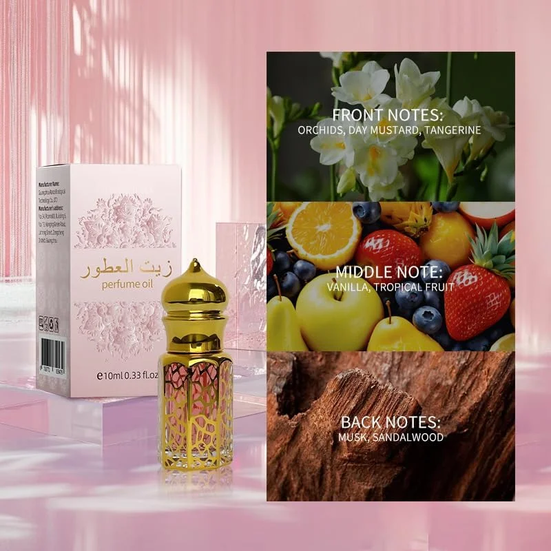 عطر روغنی رولی عربی - رایحه وانیلی با نت های میوه ای و گورمند | پایه گلی، گرمسیری، مشک | ماندگاری طولانی، استفاده آسان، عطر نقطه نبض برای زنان و مردان | ترکیب عطر طبیعی