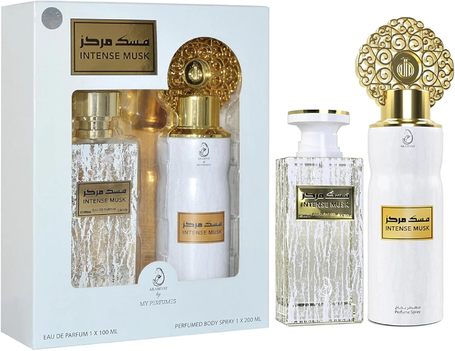 ست هدیه عطر عربیات اینتنس ماسک унисекс، ادو پرفیوم، 100 میلی لیتر + دئودورانت، 200 میلی لیتر