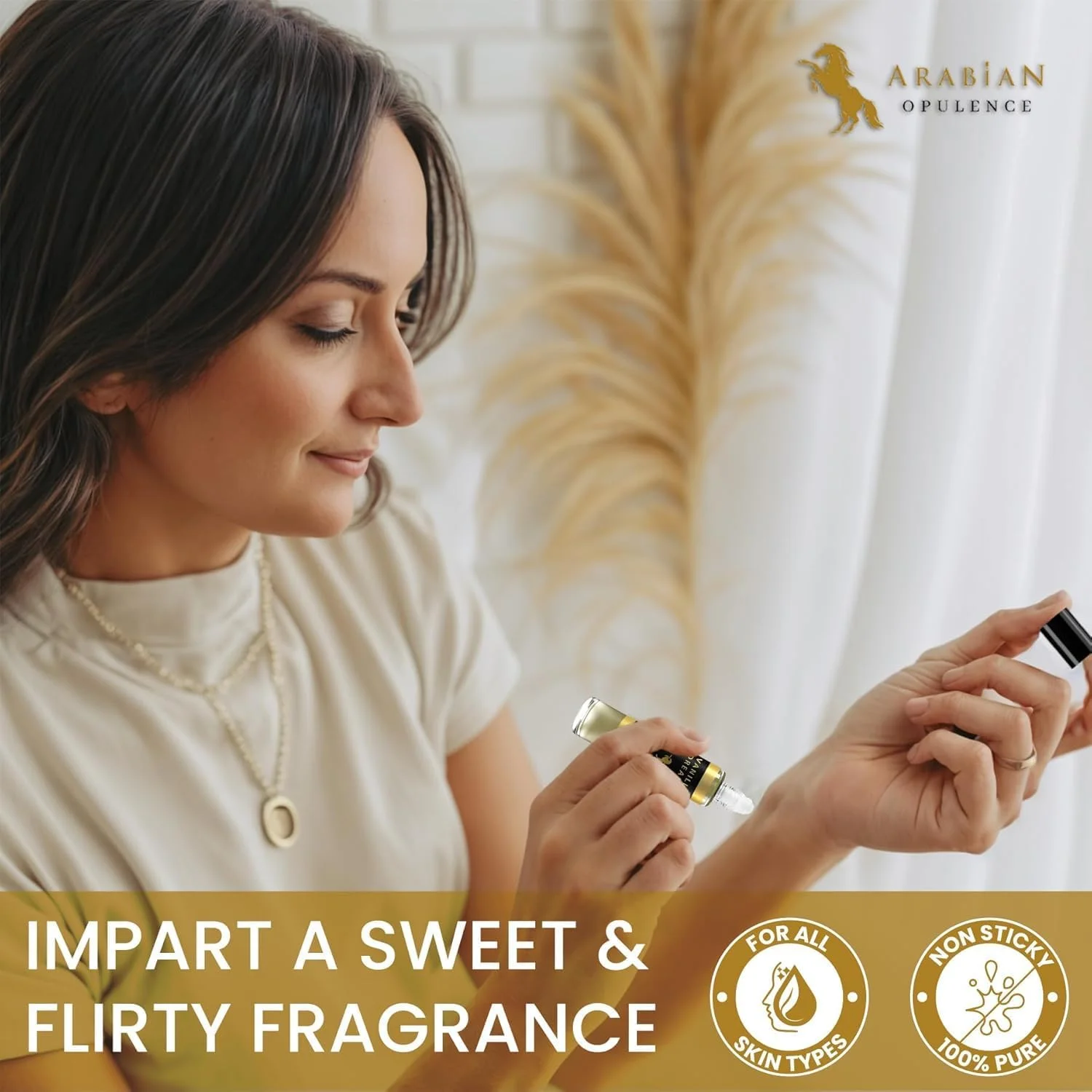 عطر روغنی رولی Arabian Opulence FR99 Vanilla Dreams، روغن بدن معطر غلیظ، عطر روغنی ماندگار برای زنان، بطری عطر ملایم بدون الکل سایز مسافرتی (15 میلی لیتر)