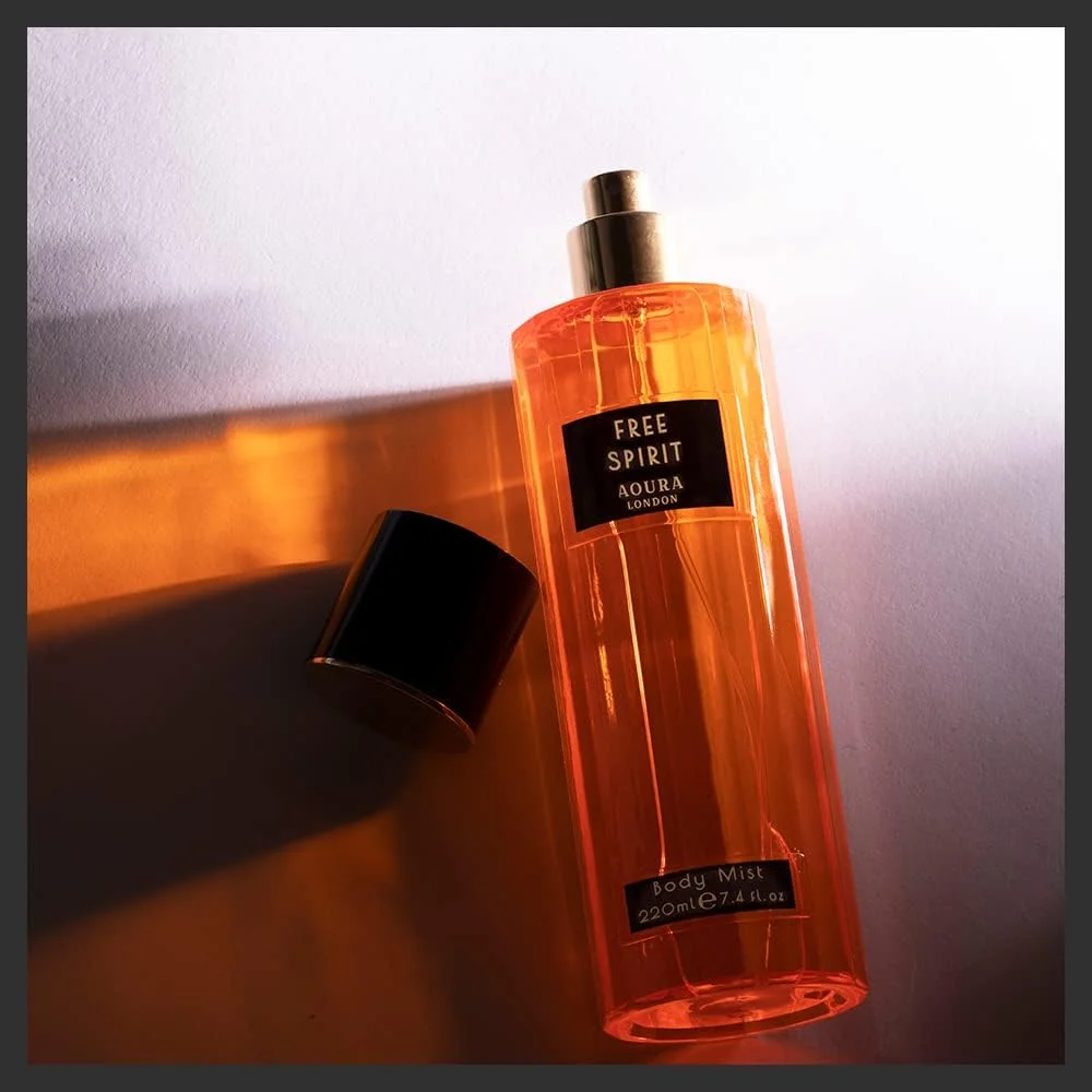 اسپری بدن زنانه Aoura London Free Spirit - رایحه گلی تازه، انرژی بخش و ماندگار - اسپری عطر روزانه برای زنان با اعتماد به نفس، 220 میلی لیتر