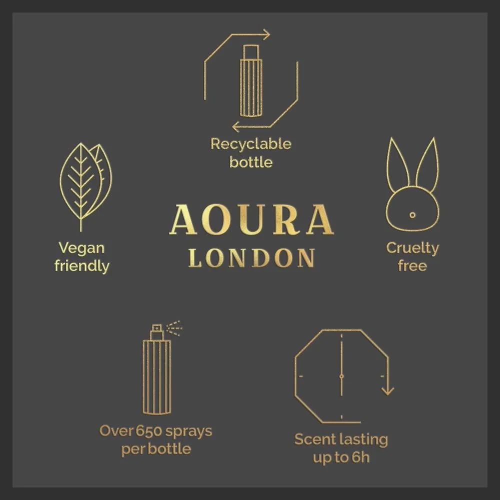اسپری بدن زنانه Aoura London Free Spirit - رایحه گلی تازه، انرژی بخش و ماندگار - اسپری عطر روزانه برای زنان با اعتماد به نفس، 220 میلی لیتر