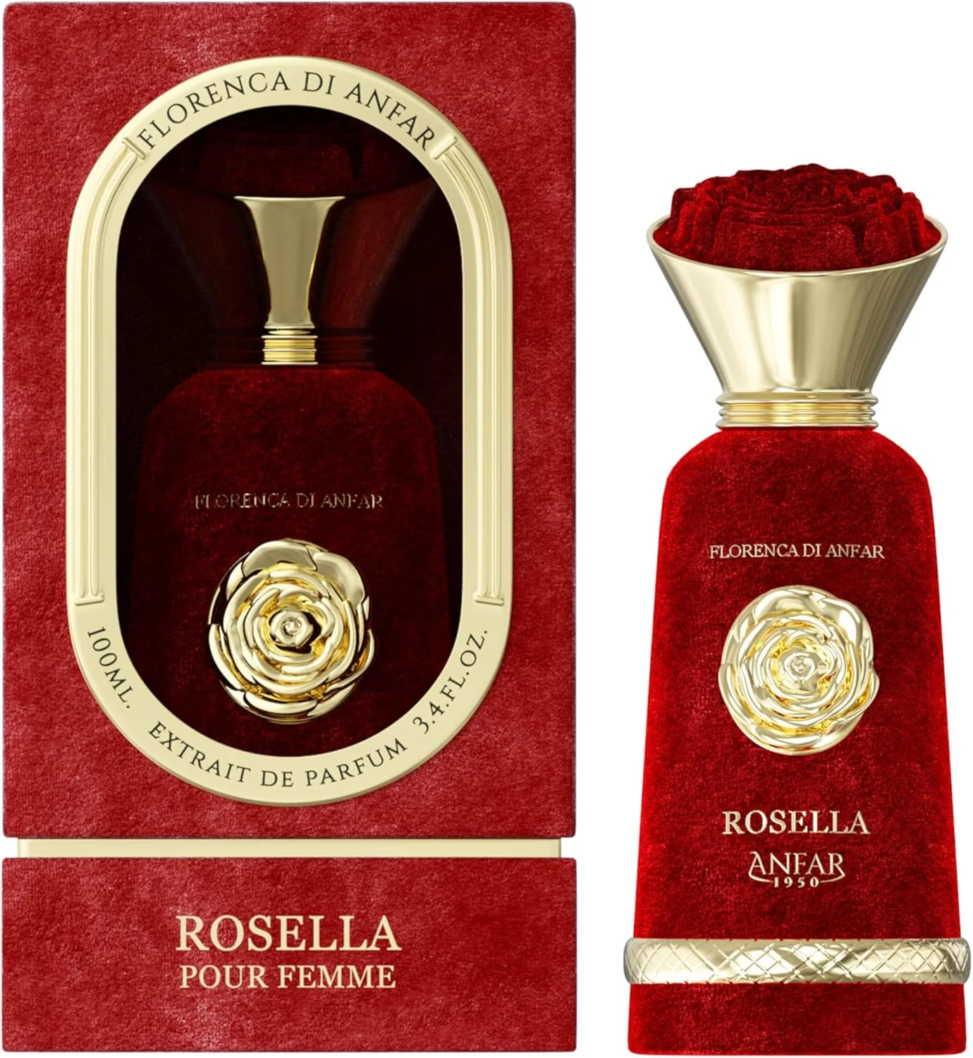 عطر زنانه آنفار 1950 ROSELLA Pour Femme Extrait de Parfum، لیچی، ریواس، ترنج، جوز هندی، رز ترکی، گل صد تومانی، مشک، برای زنان، 100 میلی لیتر