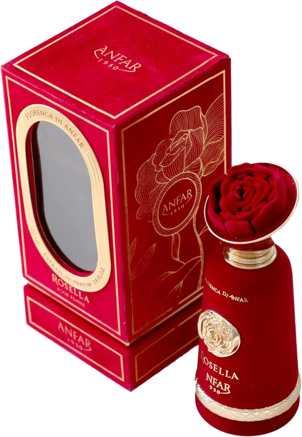 عطر زنانه آنفار 1950 ROSELLA Pour Femme Extrait de Parfum، لیچی، ریواس، ترنج، جوز هندی، رز ترکی، گل صد تومانی، مشک، برای زنان، 100 میلی لیتر