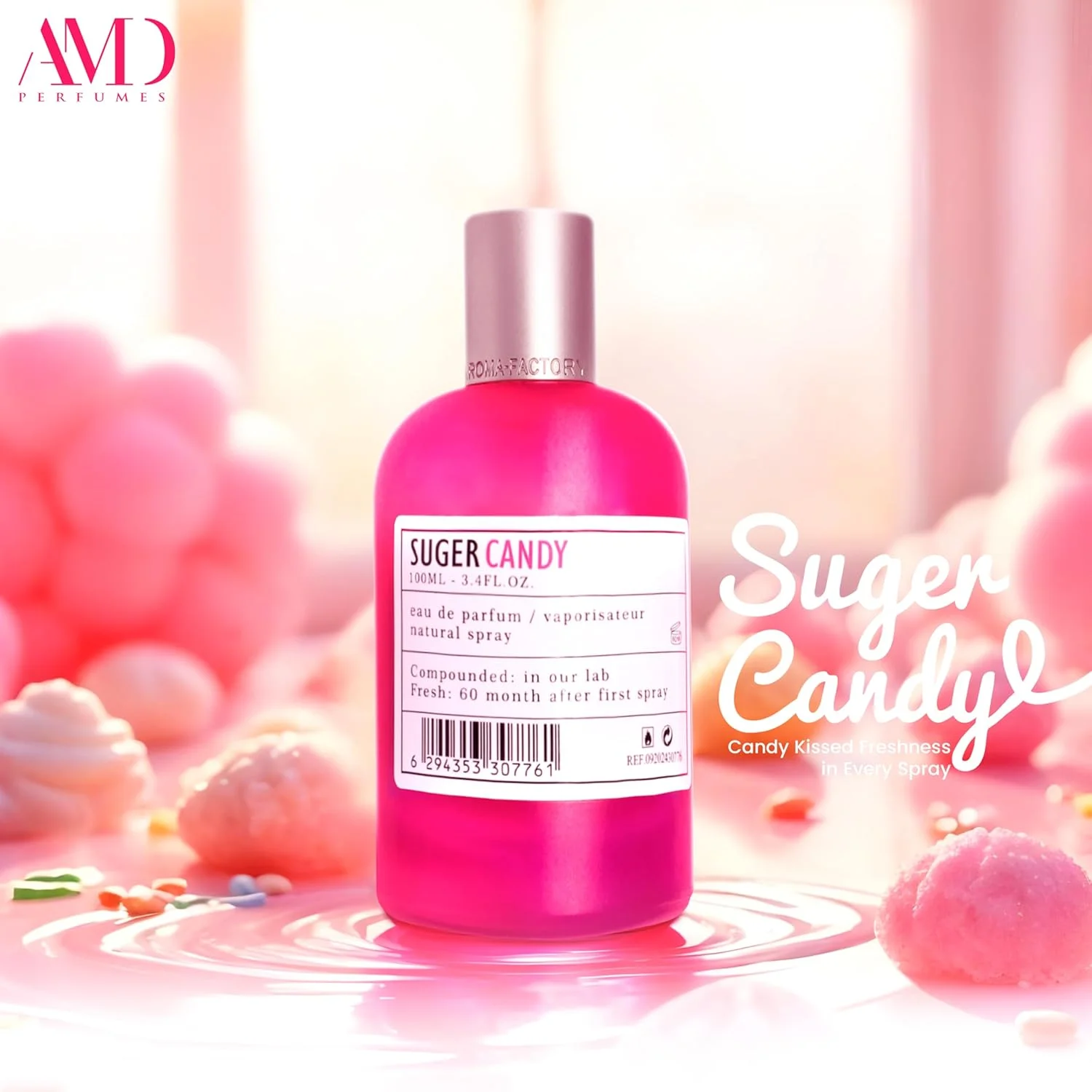 عطر زنانه آرو اف ای سی بای ای ام دی پرفیومز مدل شوگر کندی - هدیه برای خانم ها - ادو پرفیوم ماندگار زنانه EDP 100ml