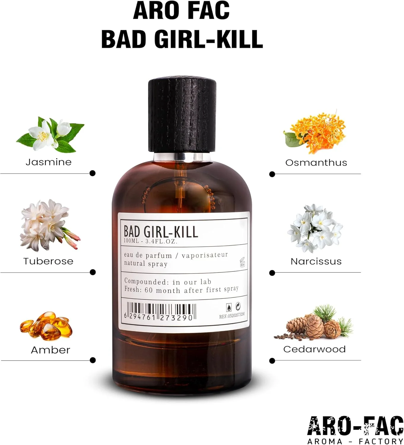 عطر زنانه ARO FAC By AMD Perfumes Bad Girl Kill - بهترین هدیه برای زنان - عطرهای منحصر به فرد زنانه با ترکیبی از یاس و رز ادو پرفیوم EDP 100ml