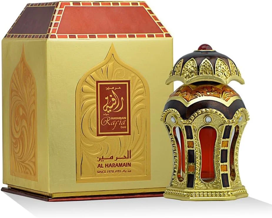 روغن عطر رفیعه گلد الحرمین | روغن عطر غیر الکلی | رایحه زعفران و گل های عجیب و غریب | جذابیت یونیسکس | رایحه عربی | عطر برای مردان و زنان | برای استفاده روزانه یا مناسبت های خاص | 20 میلی لیتر