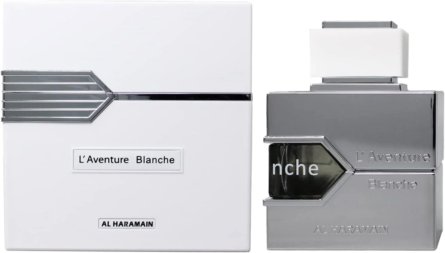 ادکلن زنانه الحرمین L'Aventure Blanche Eau de Parfum 100ml | عطر گلی زنانه | لیمو، ترنج، اسطوخودوس، رز، انگور فرنگی سیاه، یاس، زنبق، گل برف، چوب صندل و عنبر