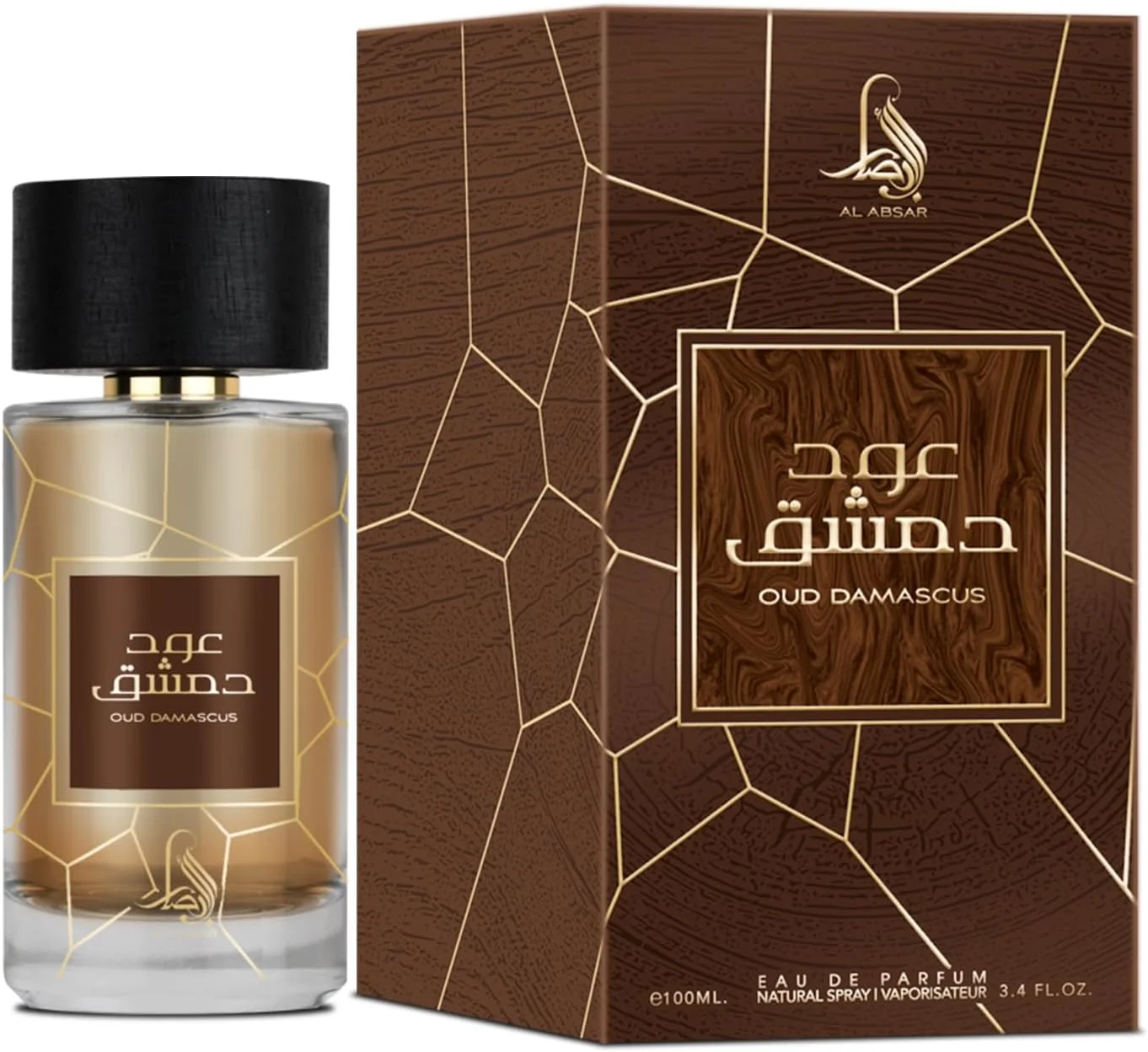عطر عود دمشق آل ابصار 100 میلی لیتر - ادو پرفیوم - رایحه شرقی برای مردان و زنان با عود ممتاز و رایحه خاورمیانه