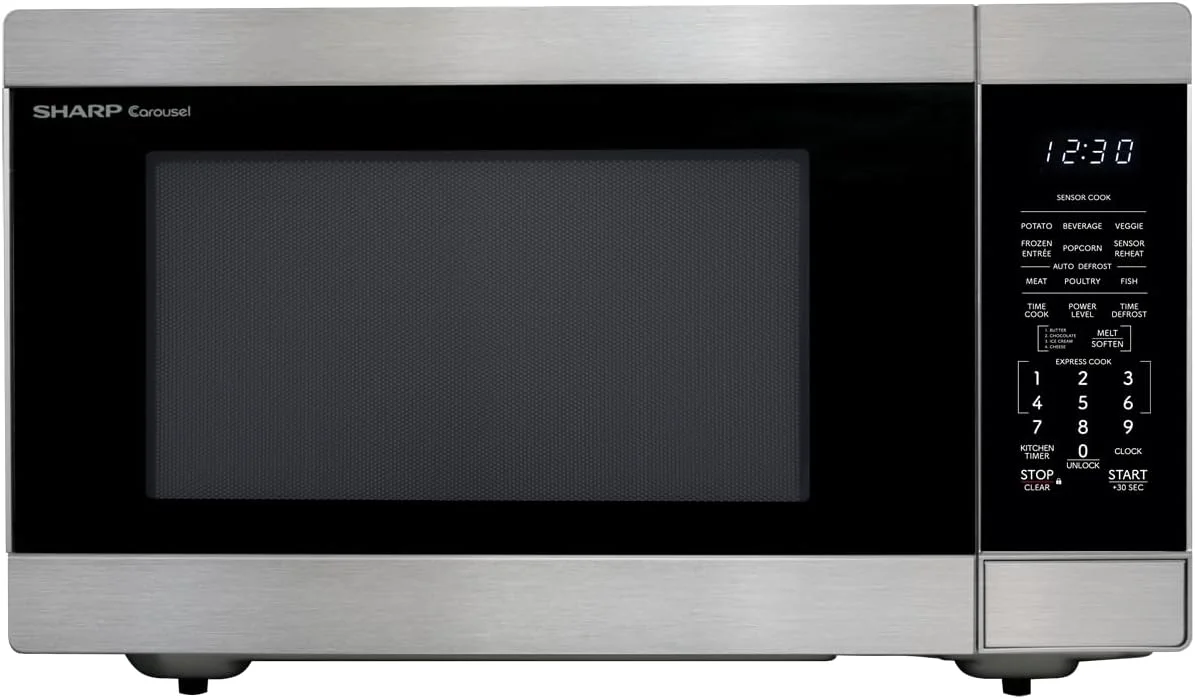 مایکروویو رومیزی SHARP SMC2266KS با صفحه گردان کاروسل 16.5 اینچی قابل جابجایی، 2.2 فوت مکعب، 1200 وات، استیل ضد زنگ