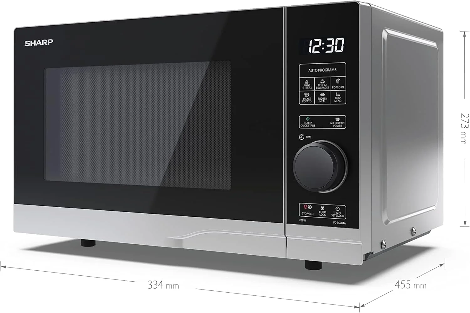 مایکروویو دیجیتال 20 لیتری شارپ مدل YC-PS204AU-S، توان 700 وات، 10 سطح قدرت، حالت ECO، عملکرد یخ زدایی، چراغ داخلی LED - نقره ای مایکروویو دیجیتال 20 لیتری شارپ مدل YC-PS204AU-S، توان 700 وات، 10 سطح قدرت، حالت ECO، عملکرد یخ زدایی، چراغ داخلی LED - نقره ای