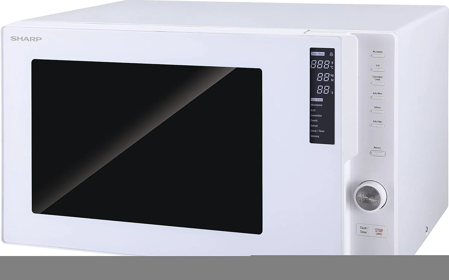 مایکروویو 28 لیتری شارپ مدل R-28Cn(W) با توان 2500 وات، کاملا دیجیتالی با قابلیت پخت ترکیبی/گریل/گرم کردن مجدد، سفید رنگ، دارای حداقل 1 سال گارانتی سازنده