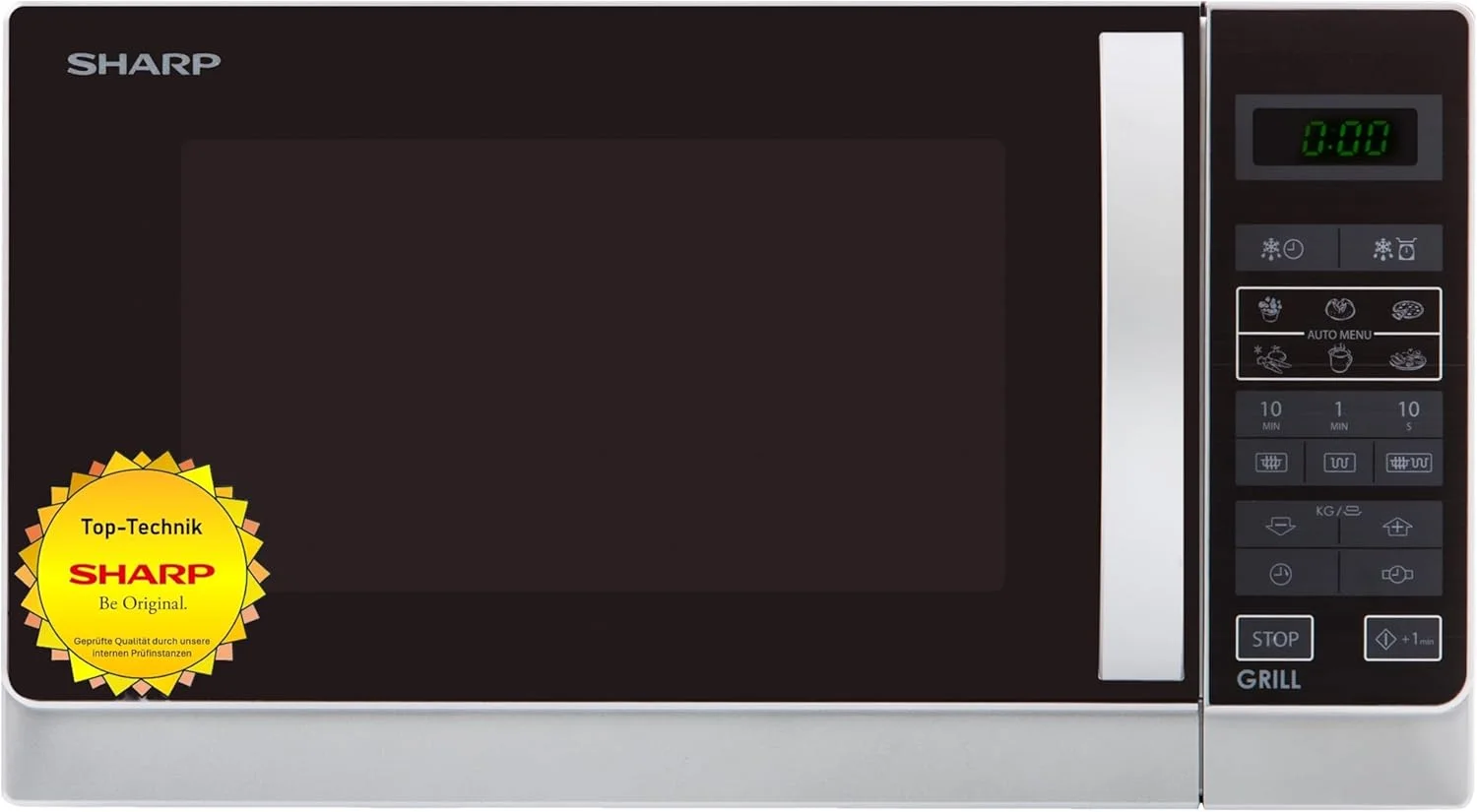 مایکروویو 2 در 1 SHARP R742WW با گریل / 25 لیتر / 900 وات / گریل 1000 وات / نمایشگر LED / 8 برنامه اتوماتیک / یخ زدایی کنترل شده با وزن / قفل کودک / حالت صرفه جویی در انرژی / ضد زنگ / سفید مایکروویو 2 در 1 SHARP R742WW با گریل / 25 لیتر / 900 وات / گریل 1000 وات / نمایشگر LED / 8 برنامه اتوماتیک / یخ زدایی کنترل شده با وزن / قفل کودک / حالت صرفه جویی در انرژی / ضد زنگ / سفید