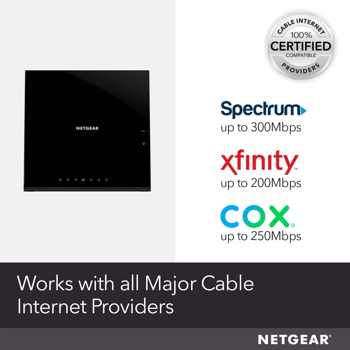 مودم روتر کابلی وای فای NETGEAR مدل C6250 - سازگار با تمام ارائه دهندگان کابل از جمله Xfinity از Comcast، Spectrum، Cox | برای طرح های کابلی تا 300 مگابیت بر ثانیه | سرعت وای فای AC1600 | DOCSIS 3.0 مودم روتر کابلی وای فای NETGEAR مدل C6250 - سازگار با تمام ارائه دهندگان کابل از جمله Xfinity از Comcast، Spectrum، Cox | برای طرح های کابلی تا 300 مگابیت بر ثانیه | سرعت وای فای AC1600 | DOCSIS 3.0