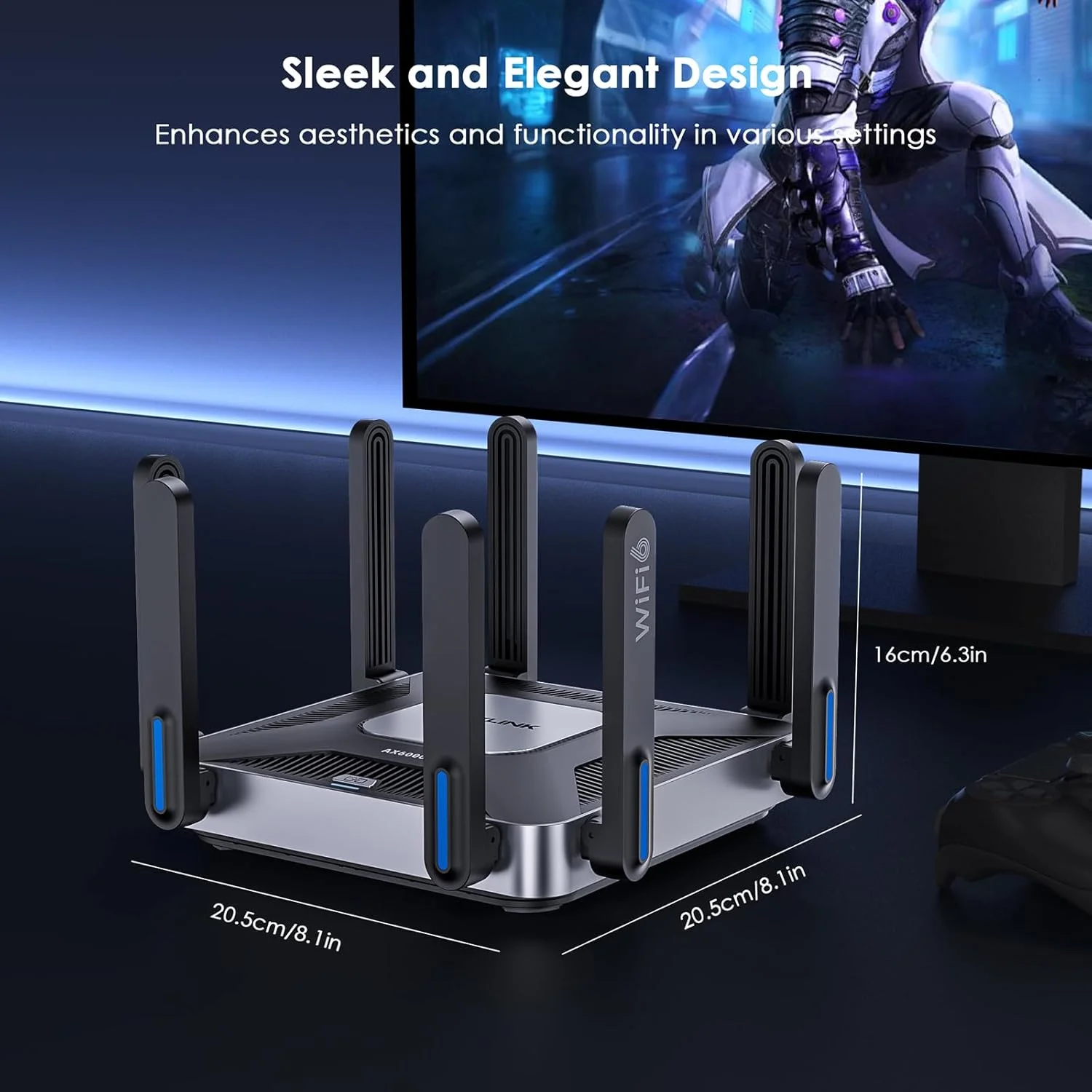 روتر وای فای 6 دو بانده WAVLINK AX6000، پورت های 2.5G Multi-Gig، سرعت وای فای 6000 مگابیت بر ثانیه، روتر وای فای گیمینگ برای اینترنت بی سیم، امنیت WPA3 و VPN برای خانه و تجارت، برد بلند، روترهای کامپیوتر