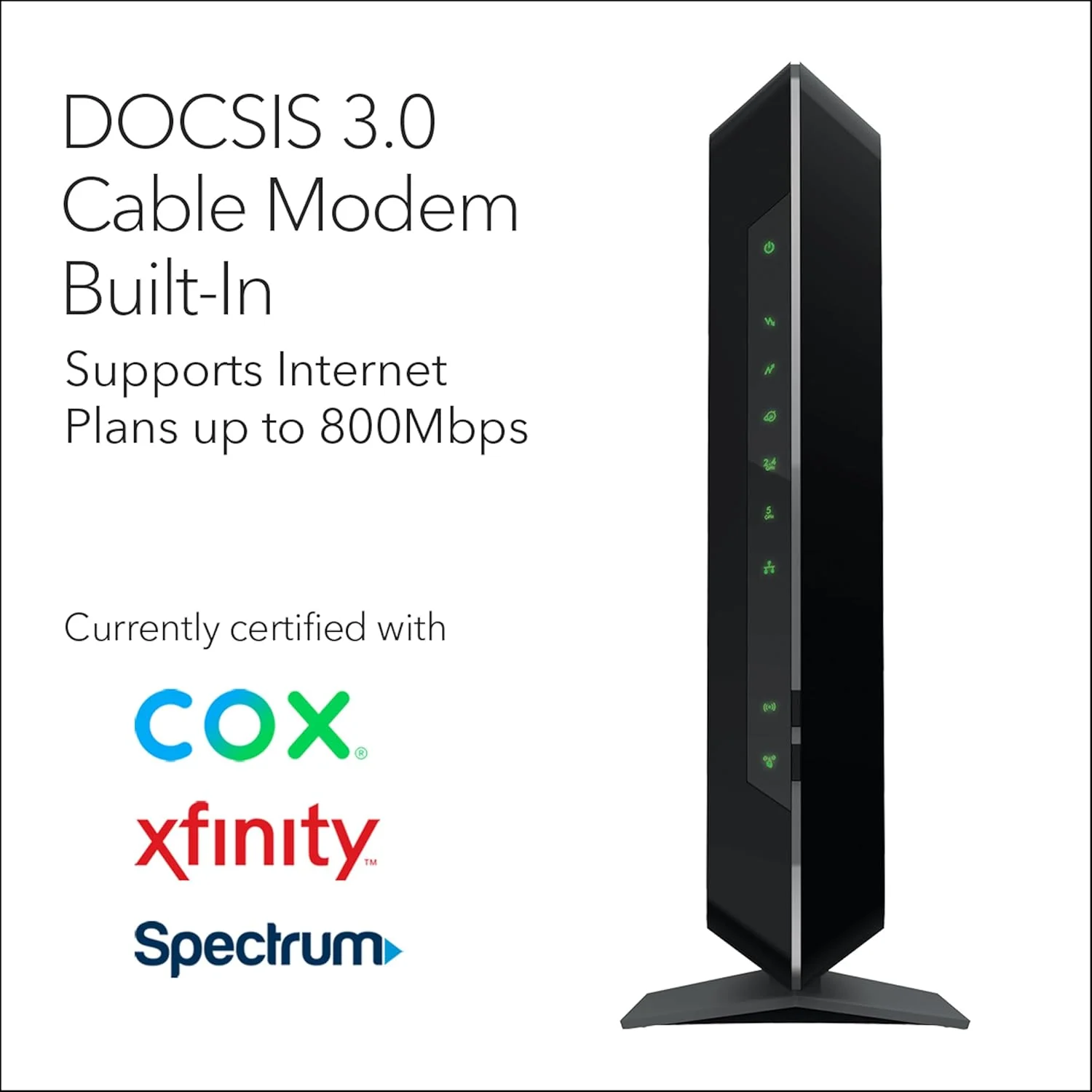 مودم روتر کابلی وای فای NETGEAR Nighthawk AC1900 (24x8) DOCSIS 3.0 مدل C7000، تایید شده برای Xfinity از Comcast، Spectrum، Cox و غیره